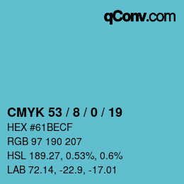 Color code: CMYK 53 / 8 / 0 / 19 | qconv.com