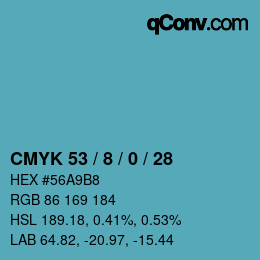 颜色代码: CMYK 53 / 8 / 0 / 28 | qconv.com