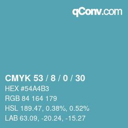 Color code: CMYK 53 / 8 / 0 / 30 | qconv.com