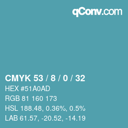 Color code: CMYK 53 / 8 / 0 / 32 | qconv.com