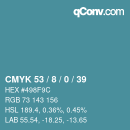 カラーコード: CMYK 53 / 8 / 0 / 39 | qconv.com