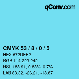 Color code: CMYK 53 / 8 / 0 / 5 | qconv.com