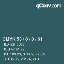 Color code: CMYK 53 / 8 / 0 / 61 | qconv.com