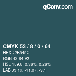 Color code: CMYK 53 / 8 / 0 / 64 | qconv.com