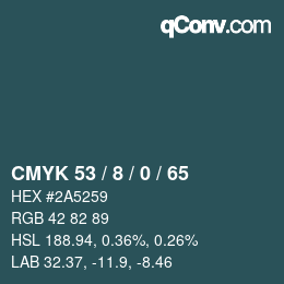 カラーコード: CMYK 53 / 8 / 0 / 65 | qconv.com