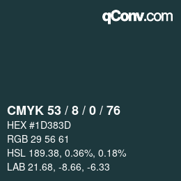 カラーコード: CMYK 53 / 8 / 0 / 76 | qconv.com