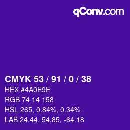 Farbcode: CMYK 53 / 91 / 0 / 38 | qconv.com