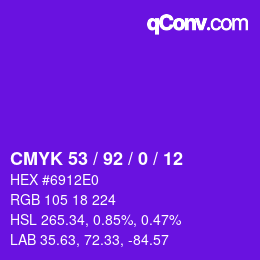 カラーコード: CMYK 53 / 92 / 0 / 12 | qconv.com
