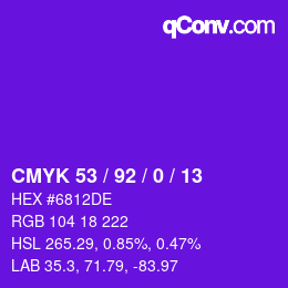 颜色代码: CMYK 53 / 92 / 0 / 13 | qconv.com
