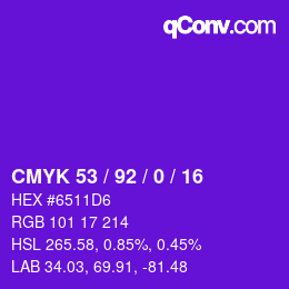 カラーコード: CMYK 53 / 92 / 0 / 16 | qconv.com