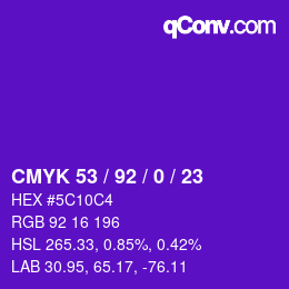 カラーコード: CMYK 53 / 92 / 0 / 23 | qconv.com