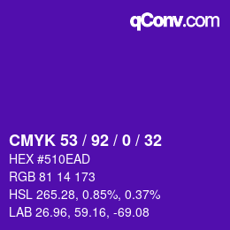 颜色代码: CMYK 53 / 92 / 0 / 32 | qconv.com