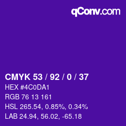 カラーコード: CMYK 53 / 92 / 0 / 37 | qconv.com