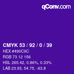 カラーコード: CMYK 53 / 92 / 0 / 39 | qconv.com