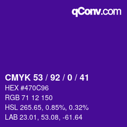 Color code: CMYK 53 / 92 / 0 / 41 | qconv.com