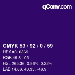 颜色代码: CMYK 53 / 92 / 0 / 59 | qconv.com