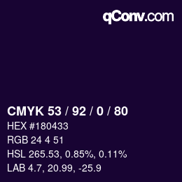 カラーコード: CMYK 53 / 92 / 0 / 80 | qconv.com