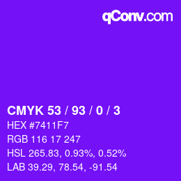 カラーコード: CMYK 53 / 93 / 0 / 3 | qconv.com