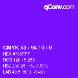 カラーコード: CMYK 53 / 94 / 0 / 0 | qconv.com