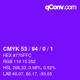 カラーコード: CMYK 53 / 94 / 0 / 1 | qconv.com