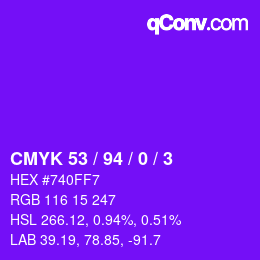 カラーコード: CMYK 53 / 94 / 0 / 3 | qconv.com