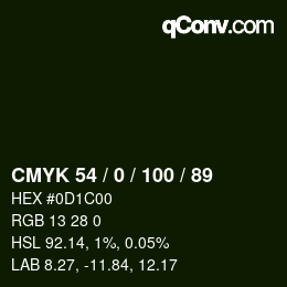 Código de color: CMYK 54 / 0 / 100 / 89 | qconv.com