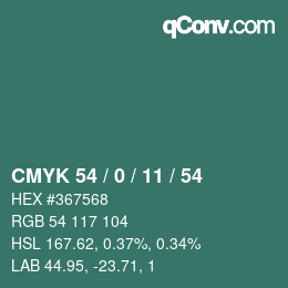 カラーコード: CMYK 54 / 0 / 11 / 54 | qconv.com