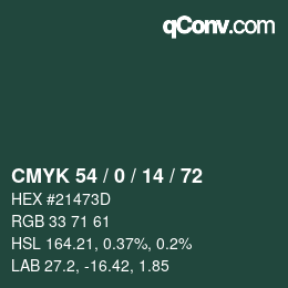 カラーコード: CMYK 54 / 0 / 14 / 72 | qconv.com