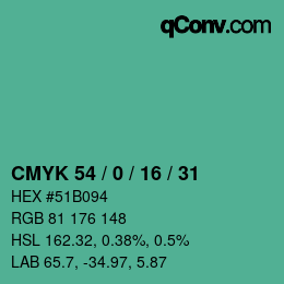 Código de color: CMYK 54 / 0 / 16 / 31 | qconv.com