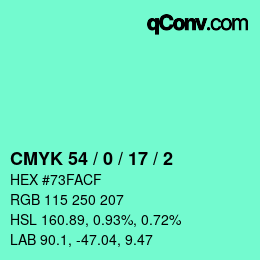 カラーコード: CMYK 54 / 0 / 17 / 2 | qconv.com