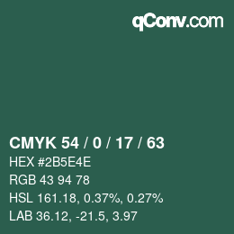 Código de color: CMYK 54 / 0 / 17 / 63 | qconv.com