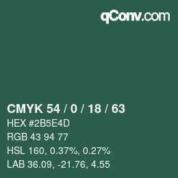 カラーコード: CMYK 54 / 0 / 18 / 63 | qconv.com