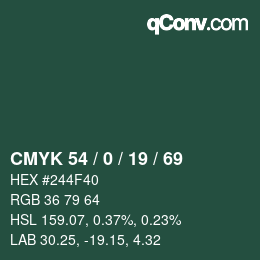 Color code: CMYK 54 / 0 / 19 / 69 | qconv.com