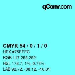 カラーコード: CMYK 54 / 0 / 1 / 0 | qconv.com