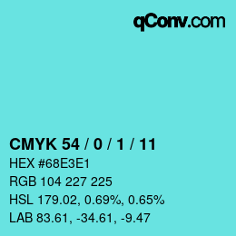 カラーコード: CMYK 54 / 0 / 1 / 11 | qconv.com