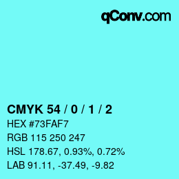 カラーコード: CMYK 54 / 0 / 1 / 2 | qconv.com