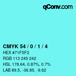 颜色代码: CMYK 54 / 0 / 1 / 4 | qconv.com