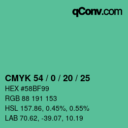 Color code: CMYK 54 / 0 / 20 / 25 | qconv.com