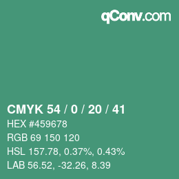 Color code: CMYK 54 / 0 / 20 / 41 | qconv.com