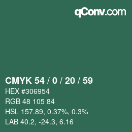 Color code: CMYK 54 / 0 / 20 / 59 | qconv.com