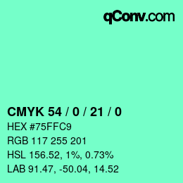 颜色代码: CMYK 54 / 0 / 21 / 0 | qconv.com