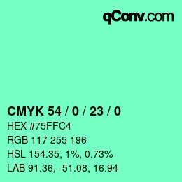 Color code: CMYK 54 / 0 / 23 / 0 | qconv.com