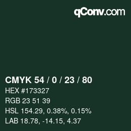 Color code: CMYK 54 / 0 / 23 / 80 | qconv.com