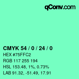 Farbcode: CMYK 54 / 0 / 24 / 0 | qconv.com