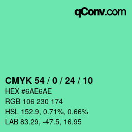 Color code: CMYK 54 / 0 / 24 / 10 | qconv.com