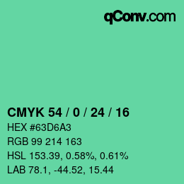 颜色代码: CMYK 54 / 0 / 24 / 16 | qconv.com