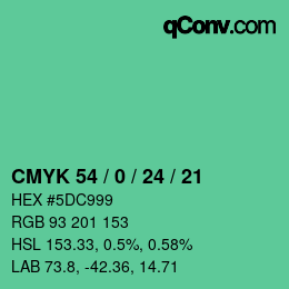カラーコード: CMYK 54 / 0 / 24 / 21 | qconv.com