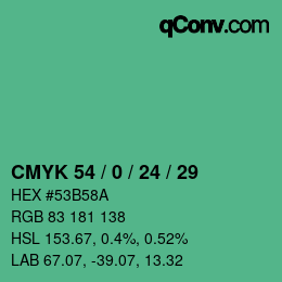 颜色代码: CMYK 54 / 0 / 24 / 29 | qconv.com