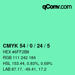 カラーコード: CMYK 54 / 0 / 24 / 5 | qconv.com