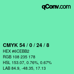 Código de color: CMYK 54 / 0 / 24 / 8 | qconv.com